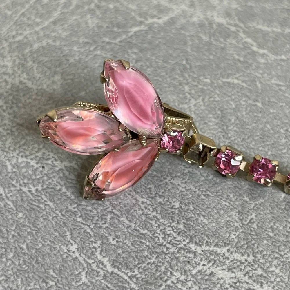 Vintage 50s Pink Crystal Cardigan Sweater Clip/Guard
